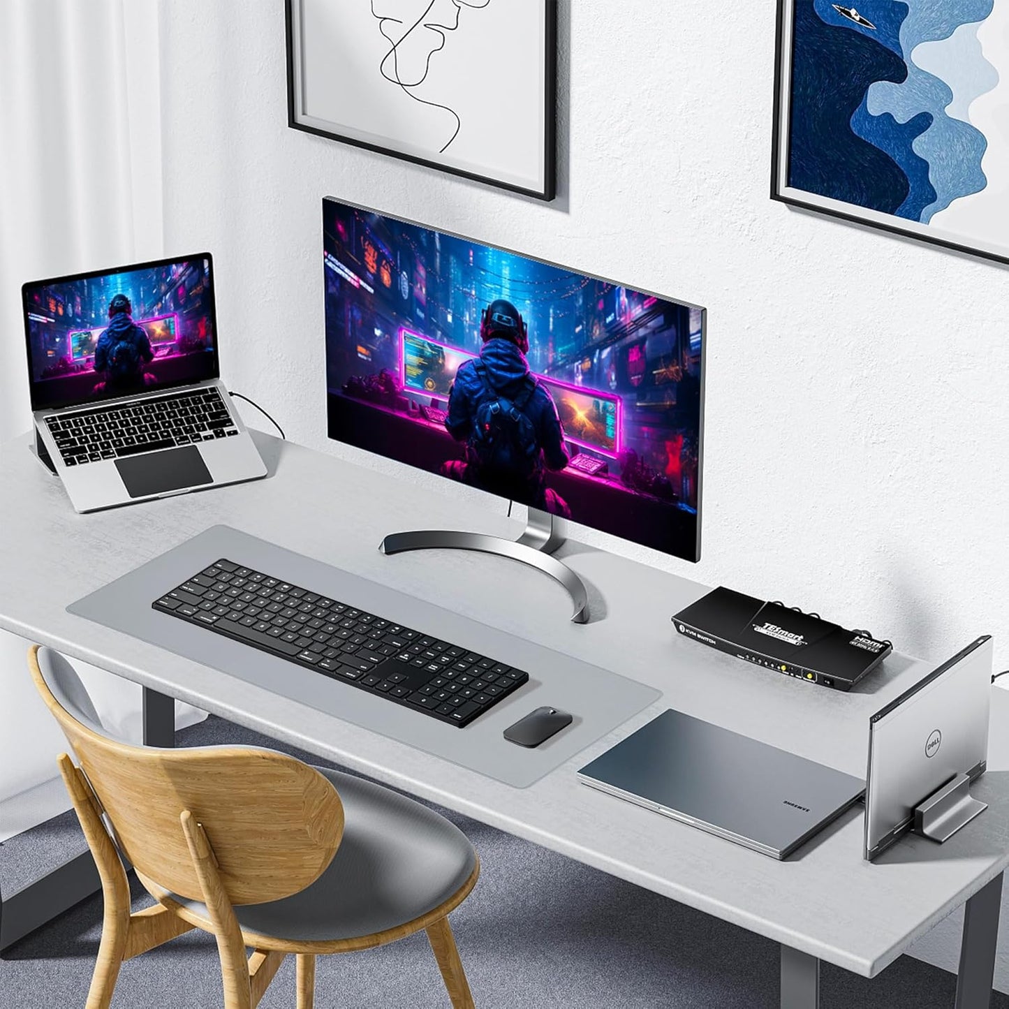 Waterproof Gaming Mousepad Large Mouse Mat Non-Slip Rubber Base | Desk Pad Keyboard Desk Mat for Computer Office Home, Gray Mousepad 3Xl(35.43"X15.74"X0.12")