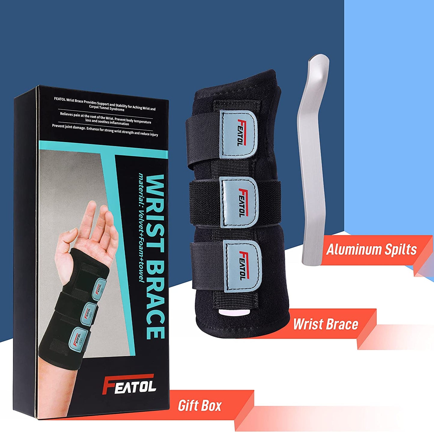 Wrist Brace Hand Brace, Carpal Tunnel Wrist Splint Night Support for Women Men, Pain Relief Support -Tendonitis, Arthritis, Sprain, Right Hand, Small/Medium