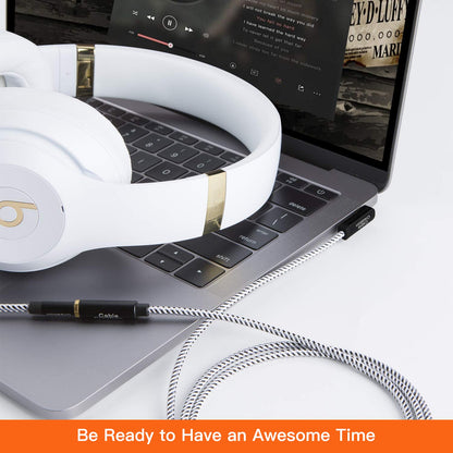 Headphone Extension Cable 15Ft/4.5M, 3.5 Mm Audio Extension Cable-Aux Cord Extender 90-Degree Right Angle Male to Female Stereo Audio Cable Nylon Braided for Smartphones, Media Player