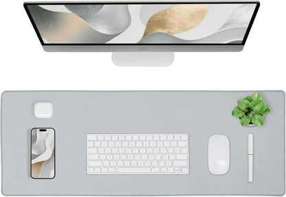 Waterproof Gaming Mousepad Large Mouse Mat Non-Slip Rubber Base | Desk Pad Keyboard Desk Mat for Computer Office Home, Gray Mousepad 3Xl(35.43"X15.74"X0.12")