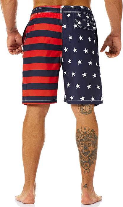 Mens Swim Trunks Long, Quick Dry Boardshorts, 9 Inches Inseam Bathing Suits with Mesh Lining