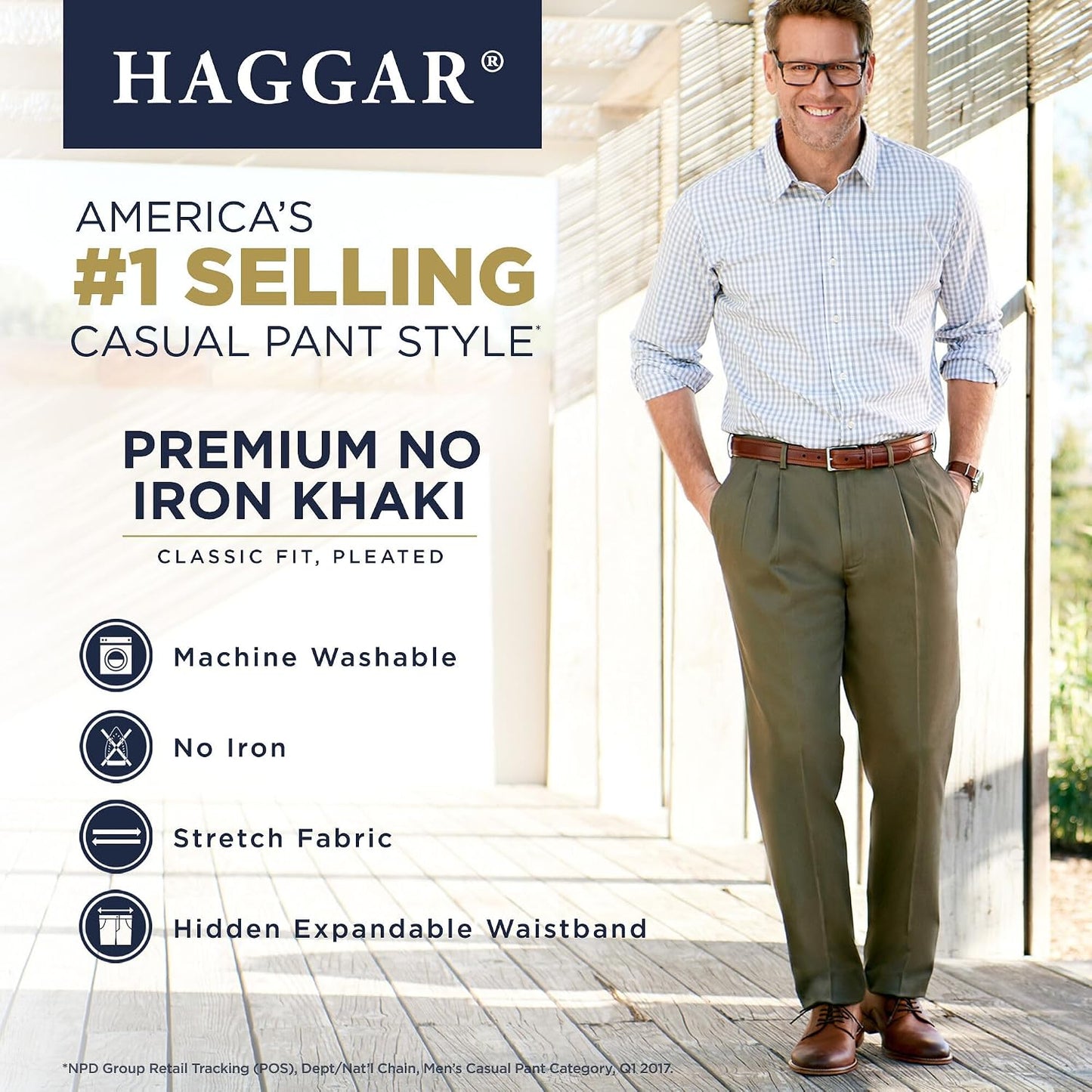Men'S Premium No Iron Khaki Classic Fit Pleat Front Pant (Regular and Big & Tall Sizes)