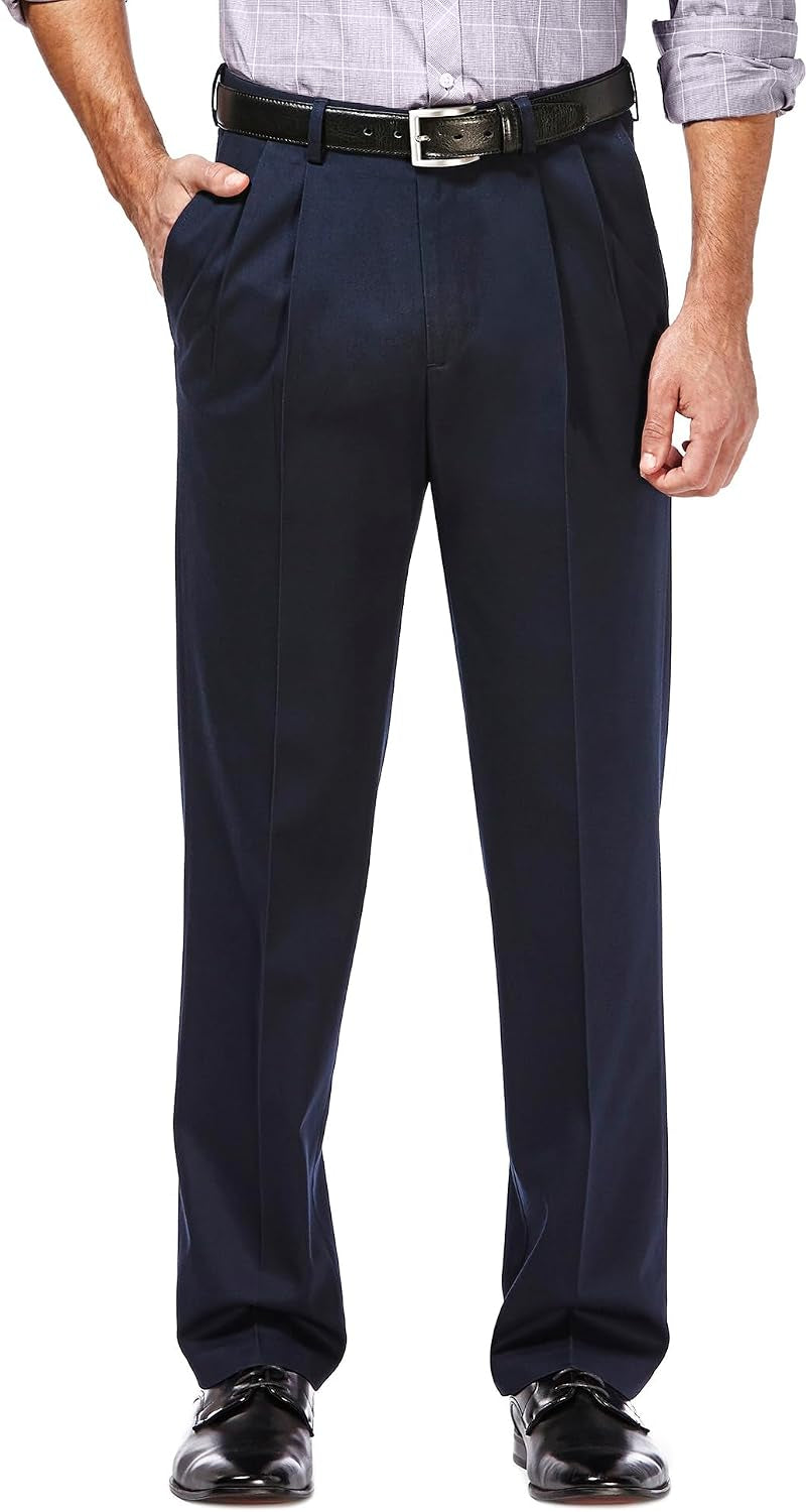 Men'S Premium No Iron Khaki Classic Fit Pleat Front Pant (Regular and Big & Tall Sizes)