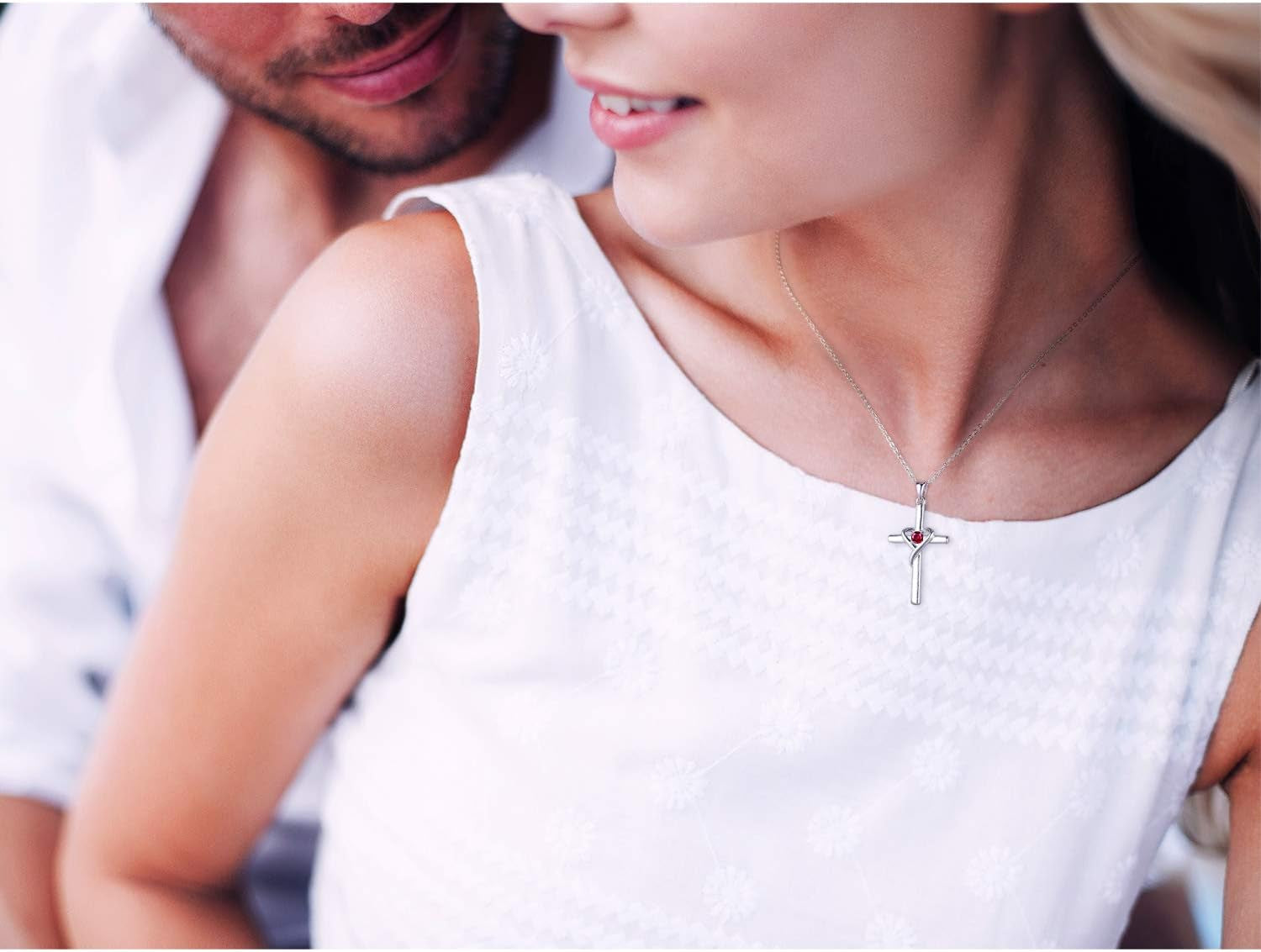 925 Sterling Silver Cross Necklace for Women Men 14K Gold Plated 5A CZ Birthstone Necklaces for Holiday
