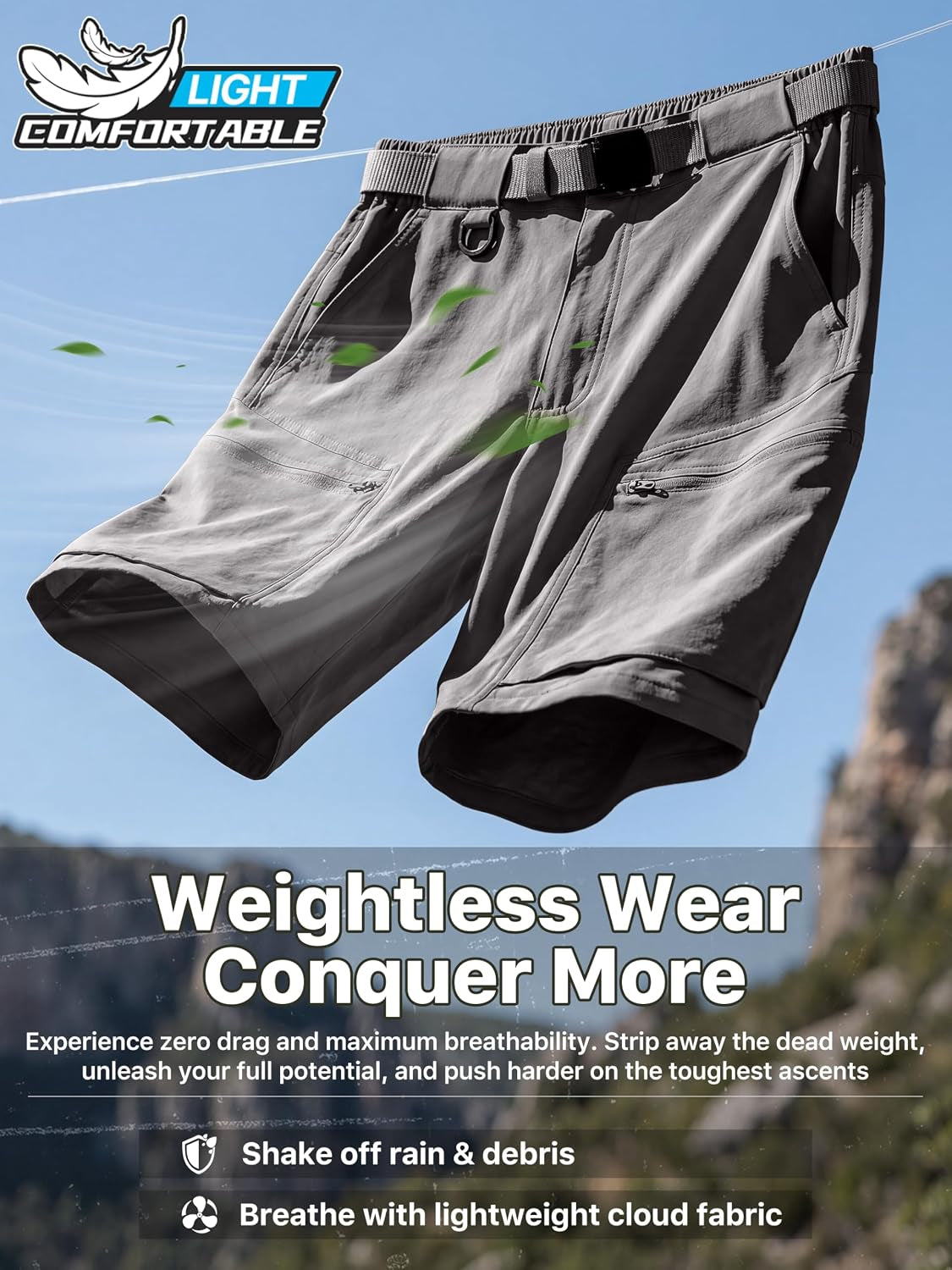 Men'S Cargo Hiking Shorts with Belt Lightweight Quick Dry Tactical Shorts with Pockets for Casual Work Golf