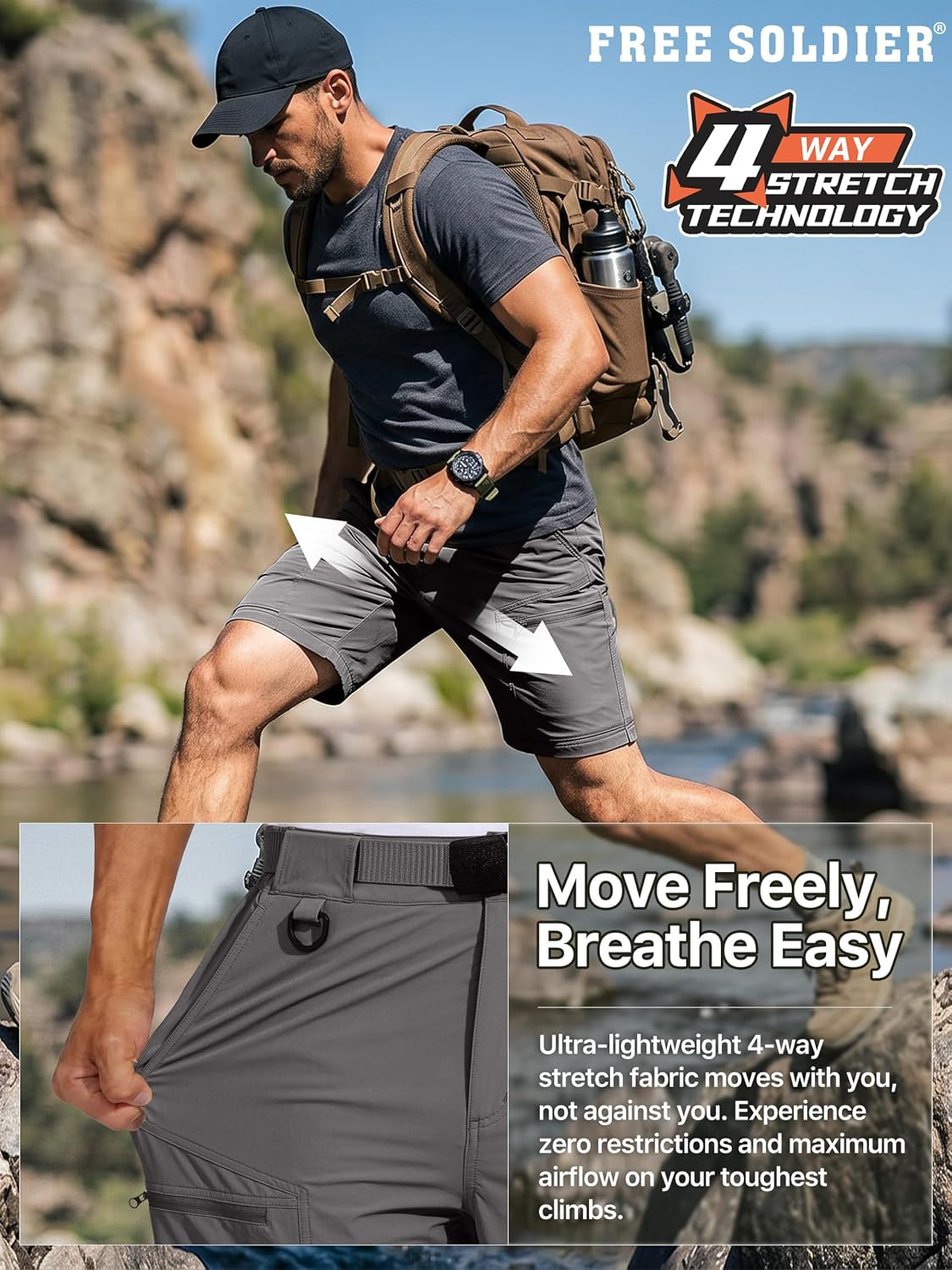 Men'S Cargo Hiking Shorts with Belt Lightweight Quick Dry Tactical Shorts with Pockets for Casual Work Golf