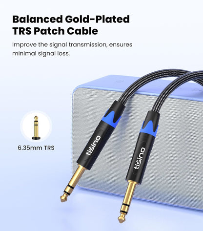 1/4 Inch TRS Cable, Quarter Inch 1/4 TRS Balanced Stereo Audio Cable Male to Male Pro Interconnect Cable Guitar Cable, Nylon Braid - 3 FT