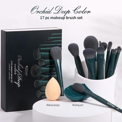 19Pcs Makeup Brush Set | with Cleaning Mat Makeup Sponge 17Pcs Makeup Brushes for Foundation,Powder, Contour, Bronzer, Concealer, Eyeshadow
