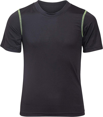 Boys Active Shirt - 4 Pack Athletic Performance Dry Fit Youth Shirt for Boys - Short Sleeve Kids Tshirts