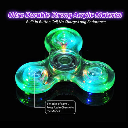 Crystal Luminous LED Light Fidget Spinner Hand Top Spinners Glow in Dark EDC Stress Relief Toys Kinetic Gyroscope for Children