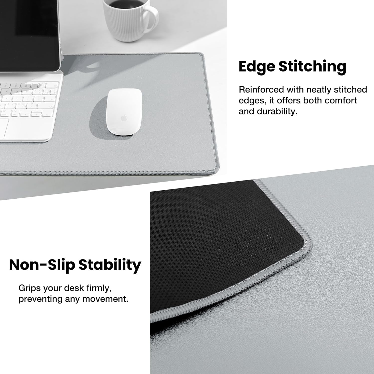 Waterproof Gaming Mousepad Large Mouse Mat Non-Slip Rubber Base | Desk Pad Keyboard Desk Mat for Computer Office Home, Gray Mousepad 3Xl(35.43"X15.74"X0.12")