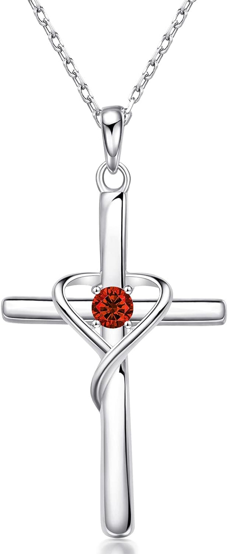 925 Sterling Silver Cross Necklace for Women Men 14K Gold Plated 5A CZ Birthstone Necklaces for Holiday